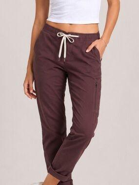 Vuori Women's Drawstring Rip Stop Pants in Brownish Burgundy